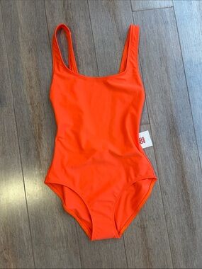 The Annemarie One-Piece Swimsuit Solid & Striped Fluorescent Orange one piece XS